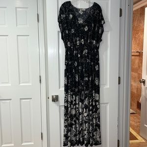 Style & Co Plus Size Floral Print Maxi Dress with Drawstring Waist